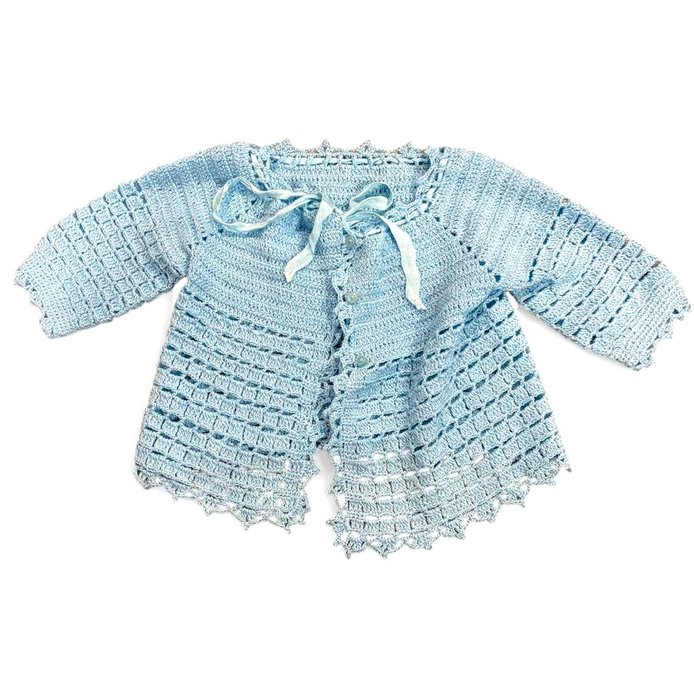 Light Blue Crochet Baby Cardigan